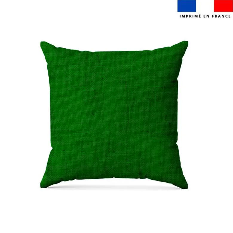 coupon - Coupon Défaut d'impression petites taches blanches 50cm - Chiné aspect lin - Fond vert prairie - Simili cuir 550 gr/m² - 130 cm