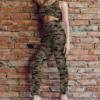 coupon - Coupon Défaut impression 300cm - Lycra motif camouflage vert noir et marron - Lycra 220 gr/m² - 154 cm