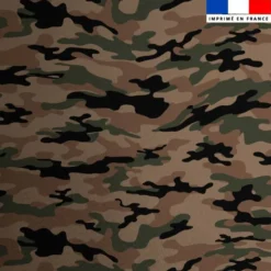 coupon - Coupon Défaut impression 300cm - Lycra motif camouflage vert noir et marron - Lycra 220 gr/m² - 154 cm