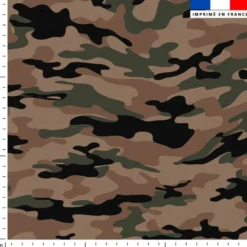 coupon - Coupon Défaut impression 300cm - Lycra motif camouflage vert noir et marron - Lycra 220 gr/m² - 154 cm