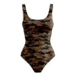 coupon - Coupon Défaut impression 300cm - Lycra motif camouflage vert noir et marron - Lycra 220 gr/m² - 154 cm