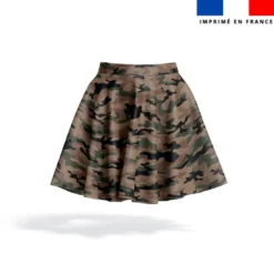 coupon - Coupon Défaut impression 300cm - Lycra motif camouflage vert noir et marron - Lycra 220 gr/m² - 154 cm