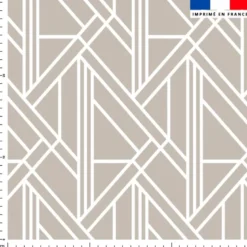 coupon - Coupon Défaut LIGNES VIOLETTES TOUS LES 6 CM 300cm - Tissu imperméable motif art déco géométrique grège - Tissu imperméable 300gr/m² - 150 cm