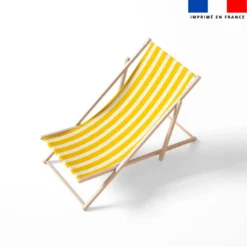 coupon - Coupon Défaut tache 200cm - Tissu imperméable motif duo de rayures jaune et blanc - Tissu imperméable 300gr/m² - 150 cm
