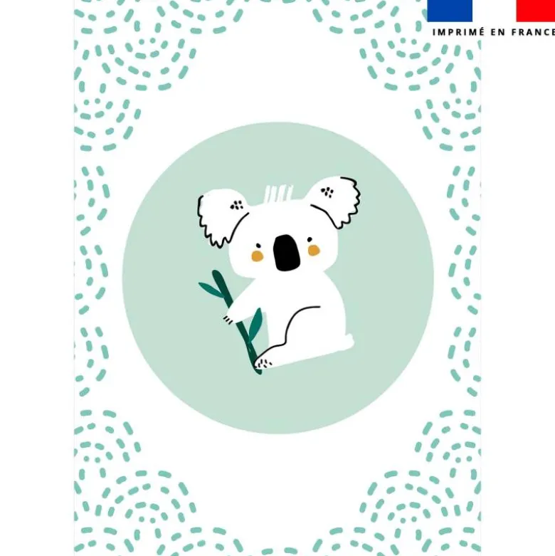 coupon - Coupon pour couette imprimé koala jungle friends - Popeline de coton GOTS 103 gr/m² - Housse de couette 145x100