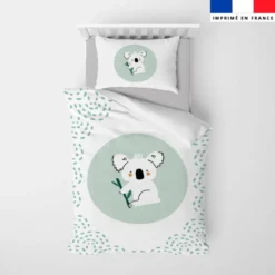 coupon - Coupon pour couette imprimé koala jungle friends - Popeline de coton GOTS 103 gr/m² - Housse de couette 145x100