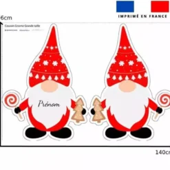 coupon - Coupon pour coussin personnalisé - Gnome de Noël - Velours blanc cassé 294 gr/m² - Grand Gnome : 140x96 cm