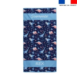 coupon - Coupon pour serviette de plage motif summer rex - Tissu Peau de Pêche 294 gr/m² - Serviette 143x143cm (non cousue)