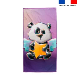coupon - Coupon serviette de plage motif panda ange - Création Stillistic - Tissu Peau de Pêche 294 gr/m² - Serviette 73x140 cm (non cousue)