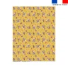 Coupon couverture bleu imprimé mini poule et oeufs de Pâques jaune - Création Stillistic