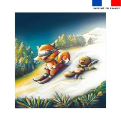Coupon couverture imprimé animaux ski - Création Stillistic