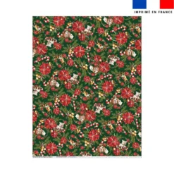 Coupon couverture imprimé animaux couronne et fleur de noel - Création Stillistic