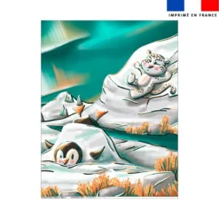 Coupon couverture imprimé Animaux du froid Pingouin et Panthère - Création Stillistic