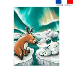 Coupon couverture imprimé animaux du froid renne et renard - Création Stillistic