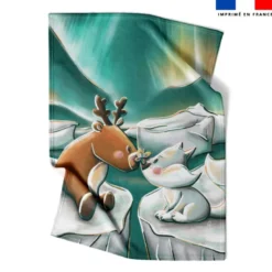 Coupon couverture imprimé animaux du froid renne et renard - Création Stillistic