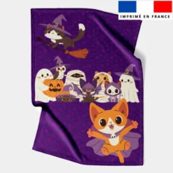 Coupon couverture imprimé animaux Halloween