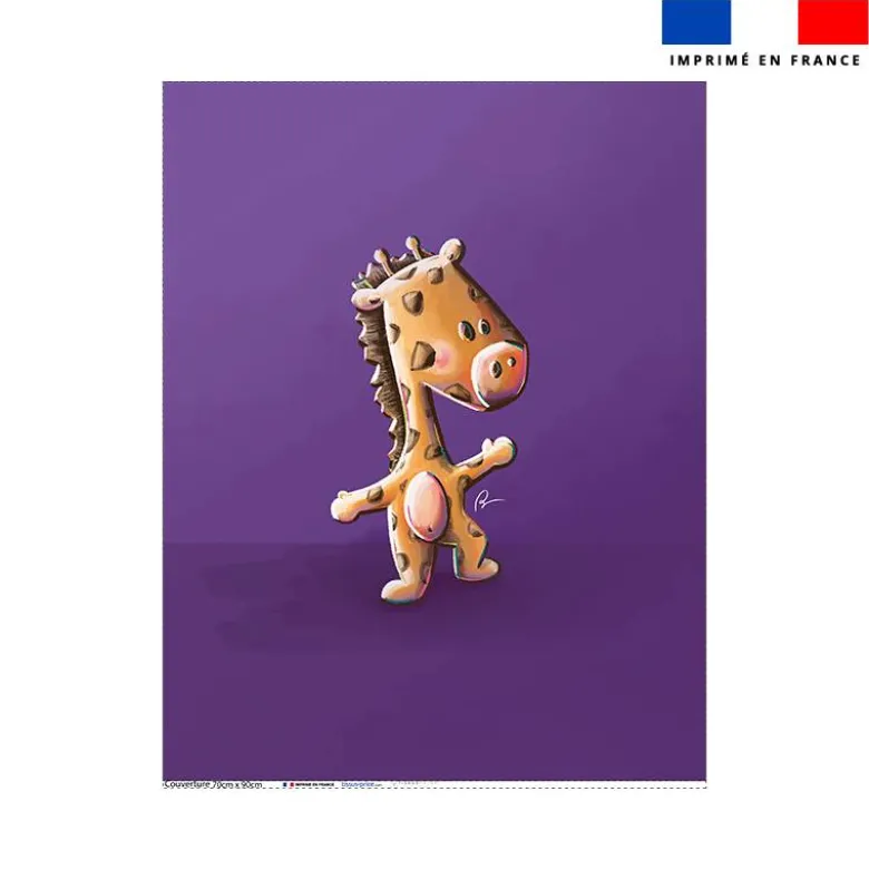 Coupon couverture imprimé bébé girafe - Création Stillistic