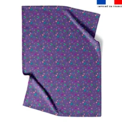Coupon couverture imprimé bulles et papillons violet - Création Cat&Colours
