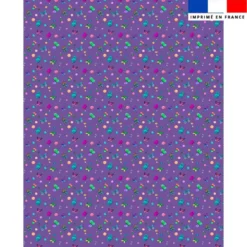 Coupon couverture imprimé bulles et papillons violet - Création Cat&Colours