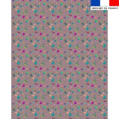 Coupon couverture imprimé bulles et papillons taupe - Création Cat&Colours