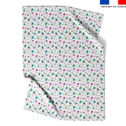Coupon couverture imprimé bulles et papillons blanc - Création Cat&Colours