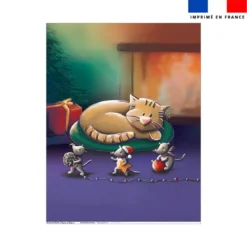 Coupon couverture imprimé chat et souris de noel - Création Stillistic