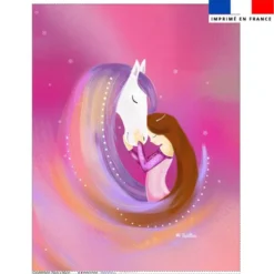Coupon couverture imprimé cheval rose - Création Nidillus