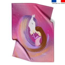 Coupon couverture imprimé cheval rose - Création Nidillus