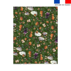 Coupon couverture imprimé fantômes vert - Création Stillistic