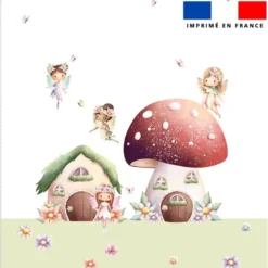 Coupon couverture imprimé fées et maisonnettes