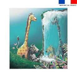 Coupon couverture imprimé girafe et zèbre jungle - Création Stillistic