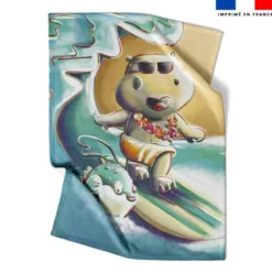 Coupon couverture imprimé hippo surf - Création Stillistic