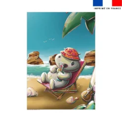 Coupon couverture imprimé hippo plage - Création Stillistic