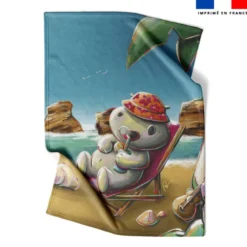 Coupon couverture imprimé hippo plage - Création Stillistic
