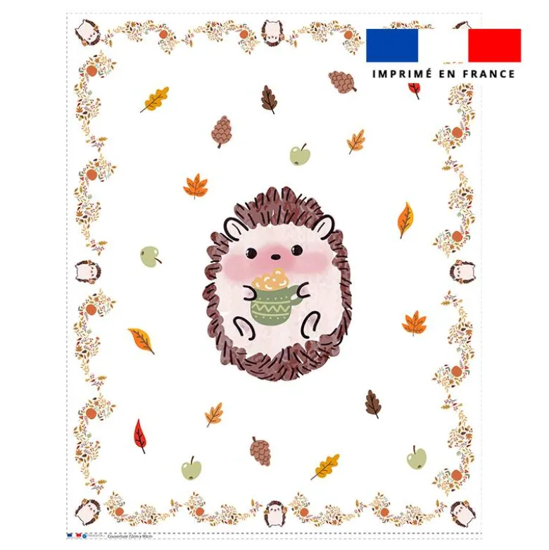 Coupon couverture imprimé hérisson d'automne