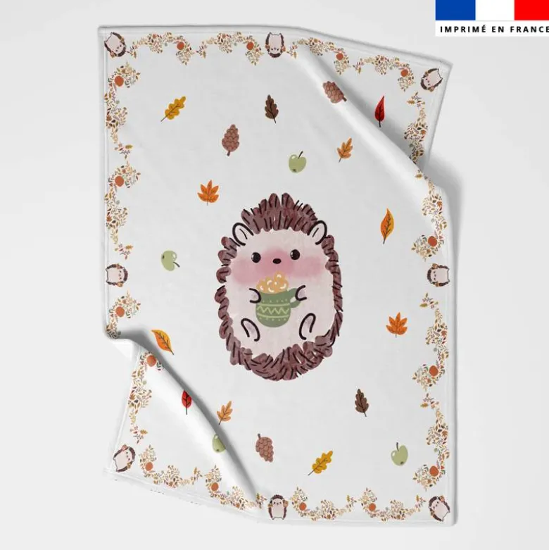 Coupon couverture imprimé hérisson d'automne