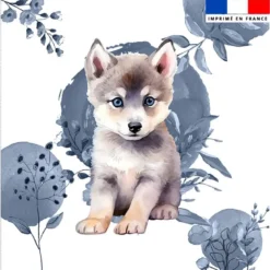 Coupon couverture imprimé husky aquarelle