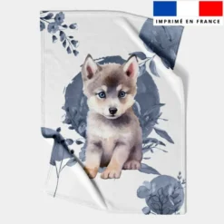 Coupon couverture imprimé husky aquarelle