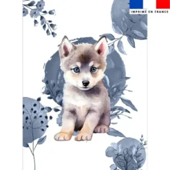 Coupon couverture imprimé husky aquarelle