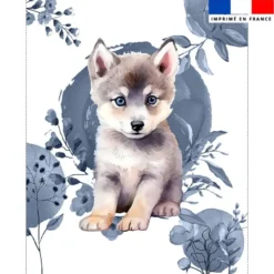 Coupon couverture imprimé husky aquarelle