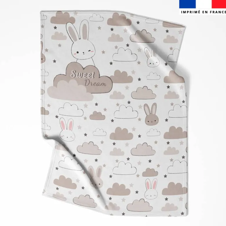 Coupon couverture imprimé lapin rêveur