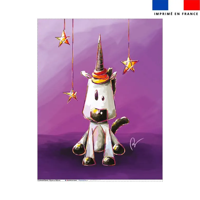Coupon couverture imprimé licorne - Création Stillistic