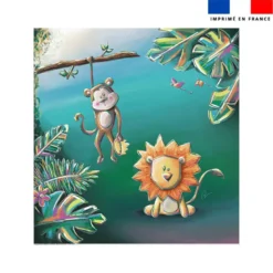 Coupon couverture imprimé lion et singe - Création Stillistic