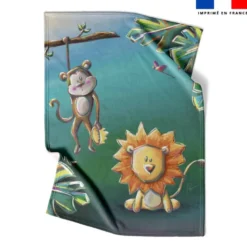 Coupon couverture imprimé lion et singe - Création Stillistic