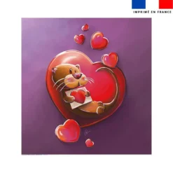 Coupon couverture imprimé loutre et coeurs - Création Stillistic