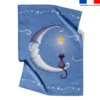 Coupon couverture imprimé lune et chat - Création Nidillus