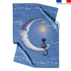 Coupon couverture imprimé lune et chat - Création Nidillus
