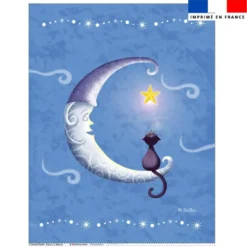 Coupon couverture imprimé lune et chat - Création Nidillus