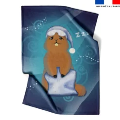 Coupon couverture imprimé marmotte - Création Nidillus