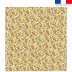 Coupon couverture imprimé mini lapin printanier vert clair - Création Stillistic